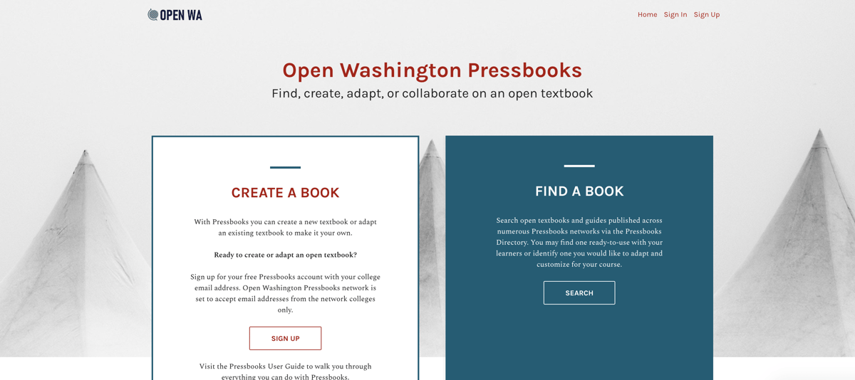 Open Washington Pressbooks network